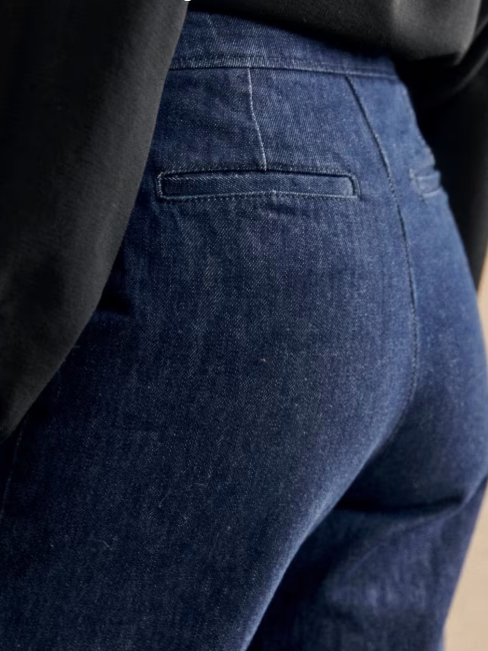 Sezane Denim Pants Chic Straight Leg Trousers Indigo Blue Parisian Cool Girl